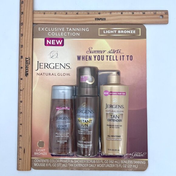 Jergens Natural Glow Exclusive Tanning Collection Light Bronze Sunless Gold New - Picture 12 of 14
